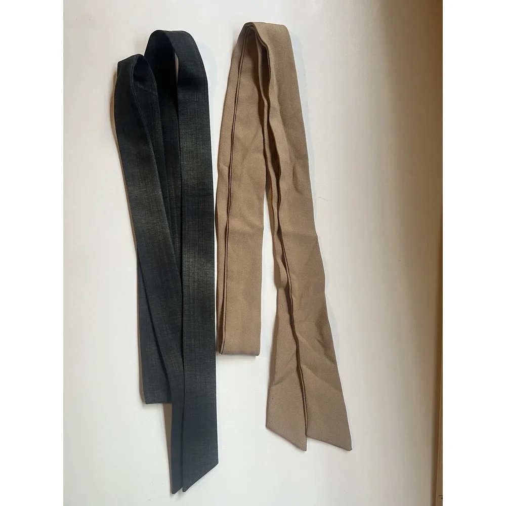 Tan & Grey Gray Solid Tie Belt Lot Large XL
